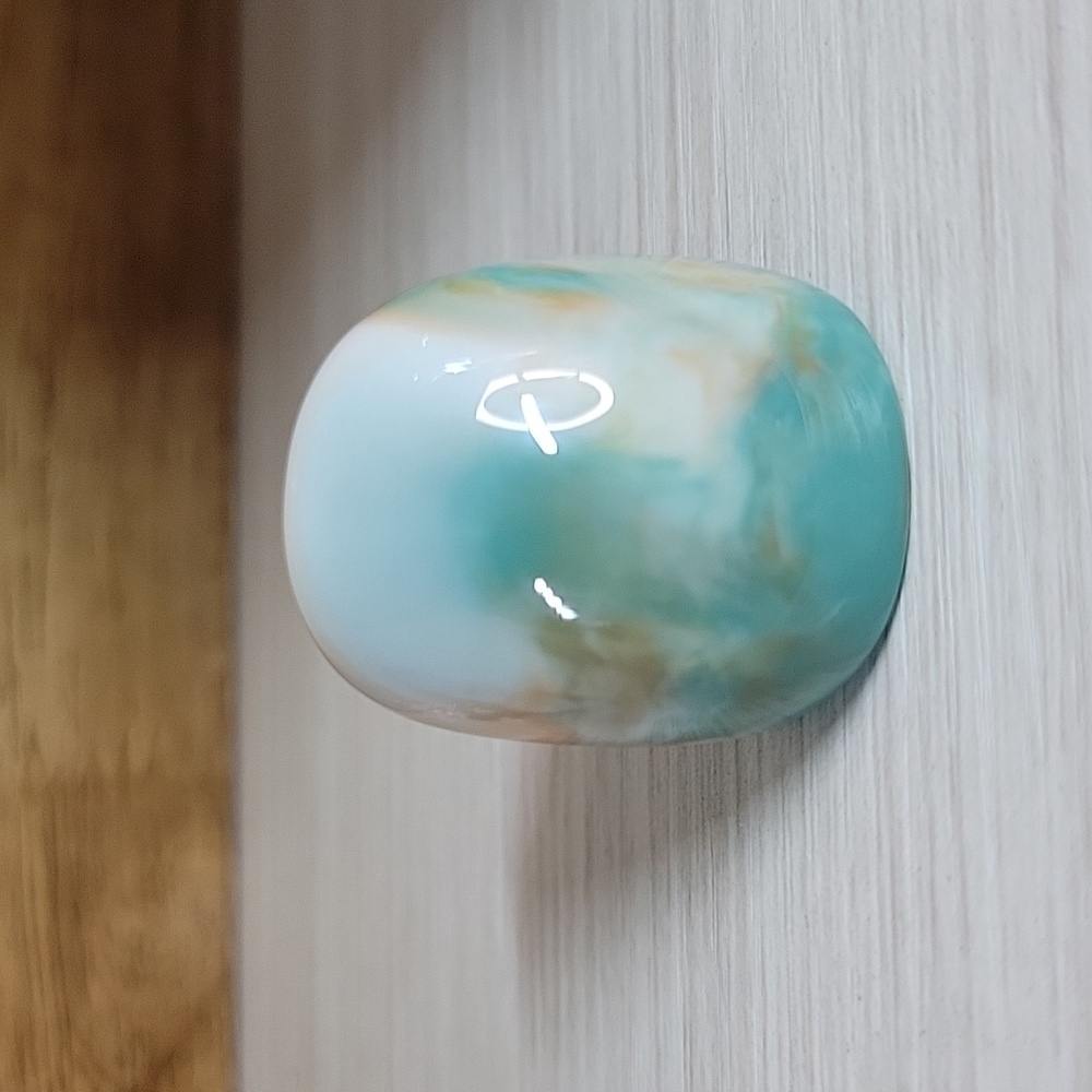 TEAL AND ORANGE SWIRL BOLD DOME RING - Picture 6 of 7